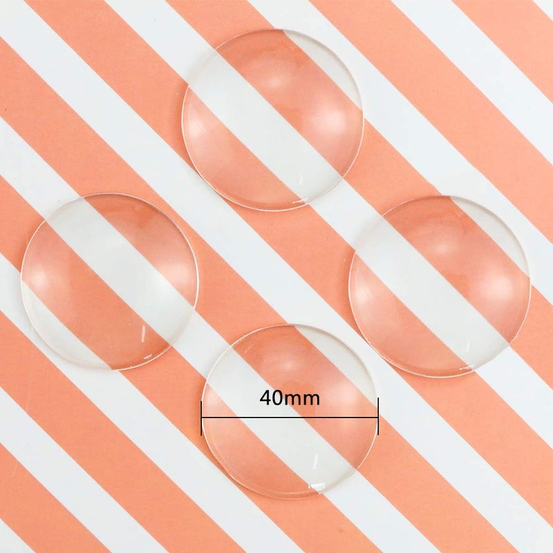 Faxco 30-Pieces Transparent Glass cabochons, Clear Glass Dome cabochon, Non-calibrated Round 1.57 inch/40mm for Photo Pendant Craft Jewelry Making - Image 2